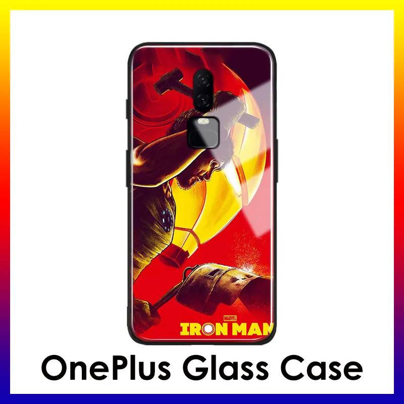 AE 1552 Iron Man marvel superhero smooth coque tempered glass soft silicone 1+7t pro phone case cover shell for OnePlus 6 6t 7 7T pro - Цвет: AE 1552