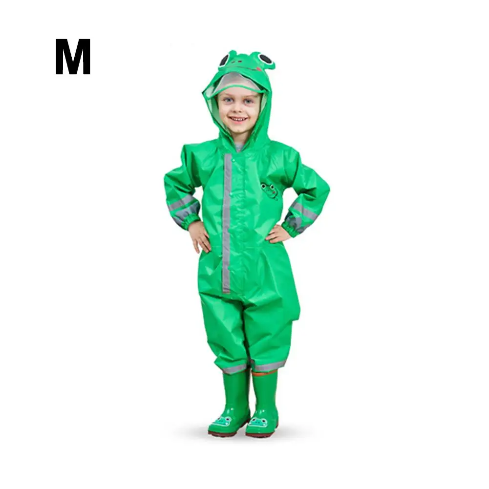Green M Детский спортивный костюм, непромокаемый, ветрозащитный, из полиэстера, один предмет, легкий плащ с капюшоном для детей, унисекс, от 3 до 10 лет - Цвет: Green M
