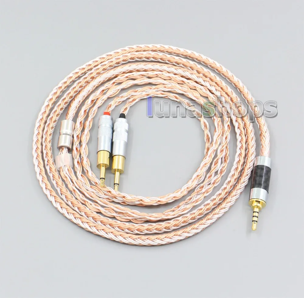 LN005791 3,5 мм 2,5 мм 4,4 мм XLR Сделано в Китае 16 ядер OCC Посеребренная смешанный кабель для наушников для Sennheiser HD700
