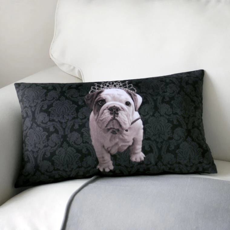 Черный бык собака Корона декоративные наволочки бархат бульдог подушка чехол