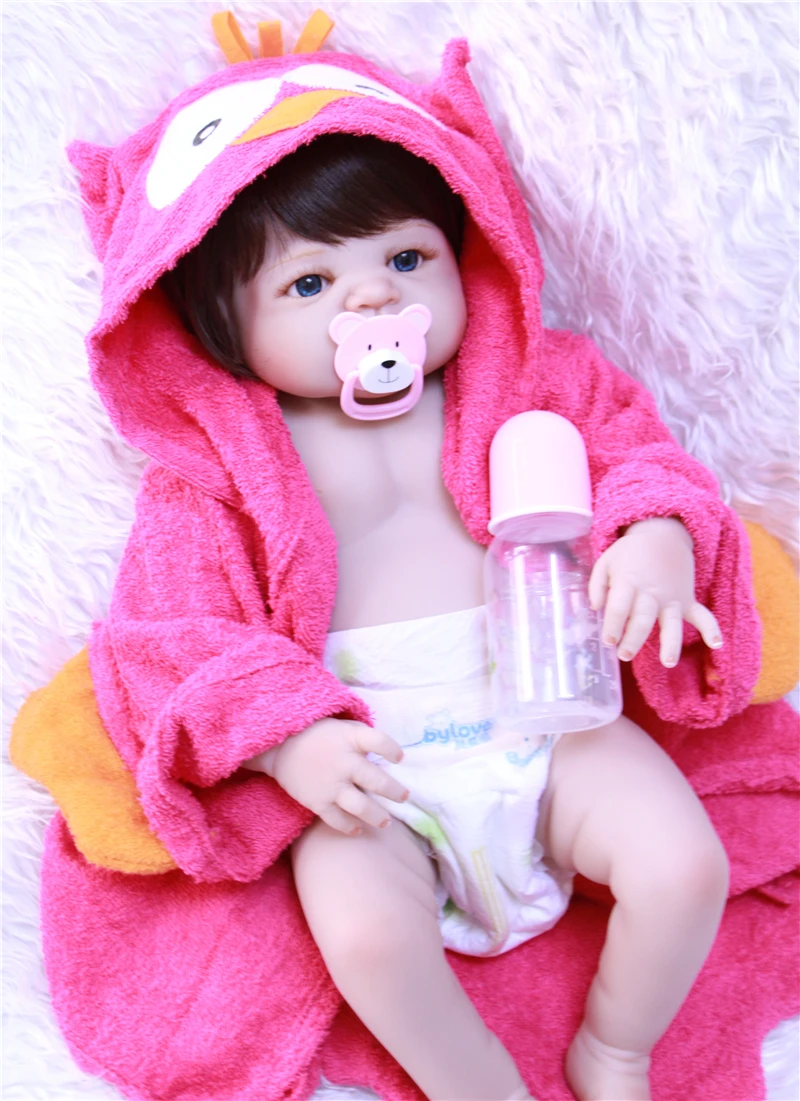 

55cm Full Silicone Reborn Baby Doll Toys Lifelike newborn girl boy with bathrobes child fashion doll toys gift bonecas Brinqued