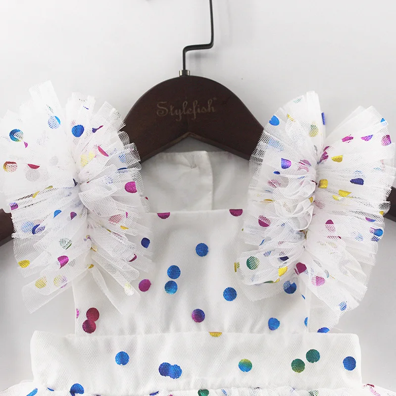 Комбинезон в цветной горошек для новорожденных девочек боди малышей Крестильные