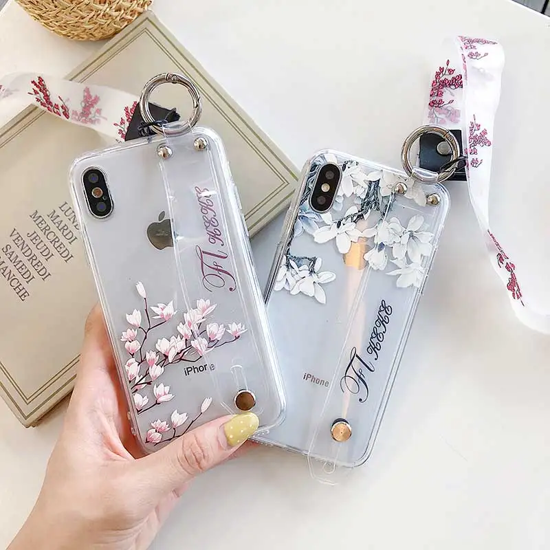 Чехлы для телефонов с ремешком на запястье iphone XS MAX X XR чехол-держатель телефона 8 7