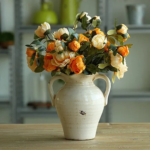 Главная Мебель Американский кантри Белый Ретро Декор керамическая ваза цветок