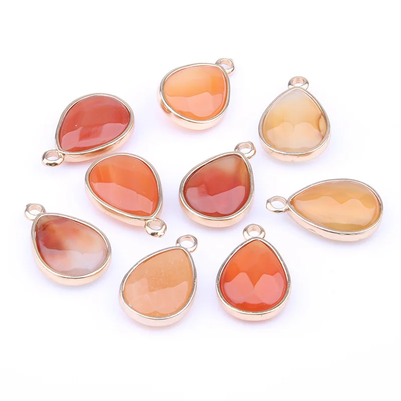 Res Agate В форме капли воды натуральный камень RoseQuartz/тигровый глаз кулон DIY для ожерелья или ювелирных изделий 16 цветов - Окраска металла: Res Agate