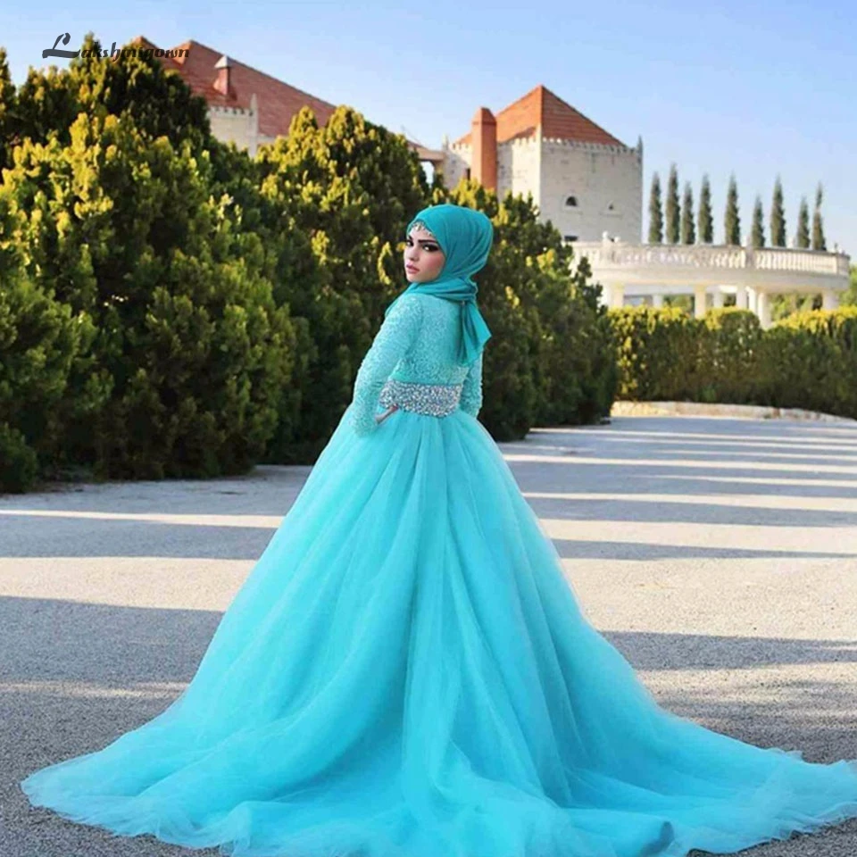 Элегантный синий мусульманский хиджаб свадебное платье Robe de Mariee 2020 сексуальные