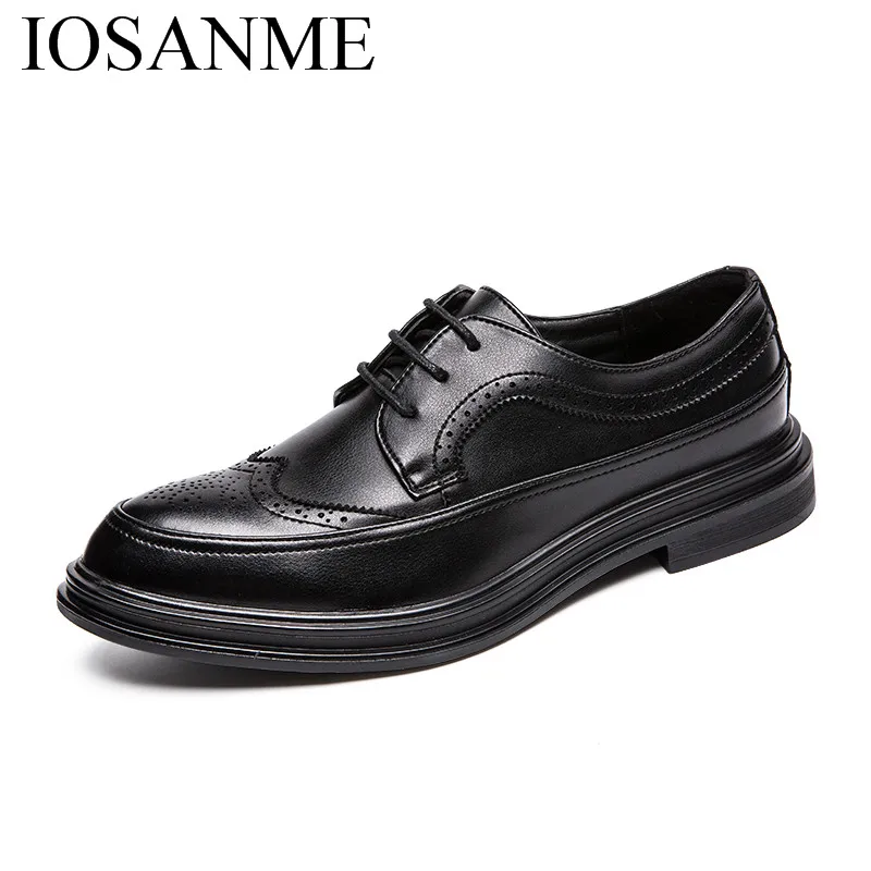 

classic genuine leather shoes men luxury brand platform wedding male footwear business office dress brogue oxford shoes for men