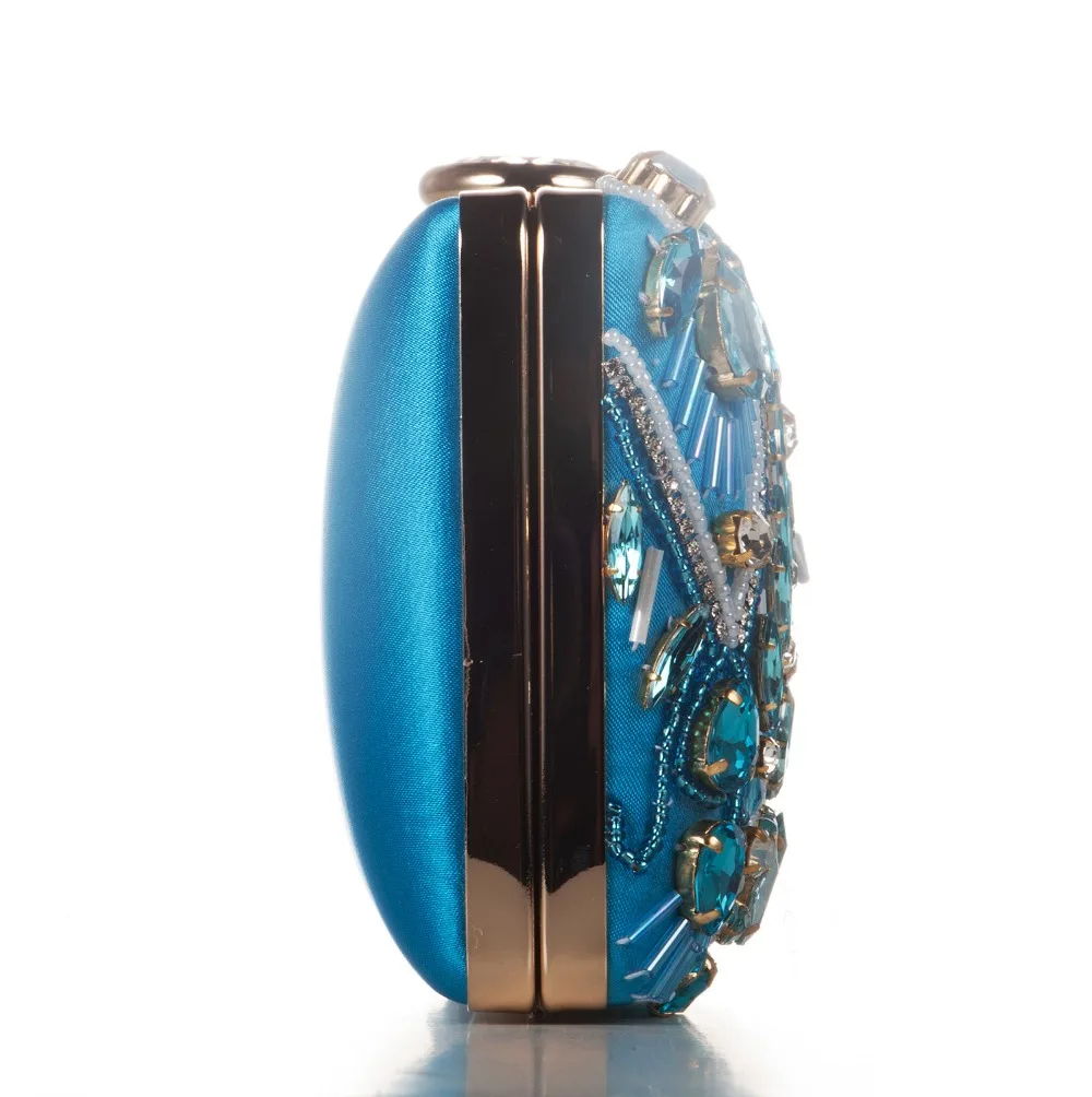 

XIYUAN women Vintage Black/blue Beaded Evening Clutch Bags Ladies Box gift Metal Clutches Wedding Cocktail Party Handbags Purses