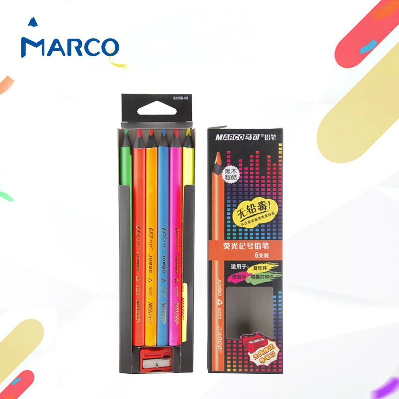 Горячая Распродажа маркер MARCO 9205B 6 цветов флуоресцентный цветной свинцовый