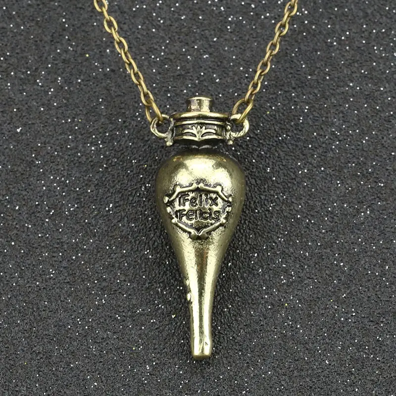 Felix Felicis, волшебное зелье, ожерелье, жидкость, бутылка удачи, Vingtage, ретро, античное серебро, бронза, кулон, фильм, ювелирные изделия - Окраска металла: Покрытие антикварной бронзой