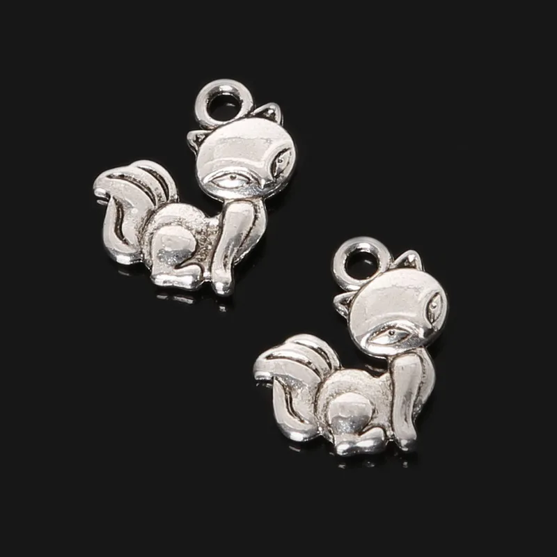 11 шт 12x15 мм цинковый сплав античные серебряные лисички DIY Подвески|charming skills|pendant