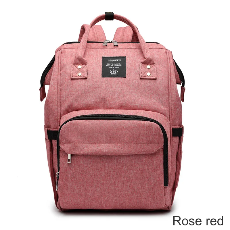 Rose red Сумка для подгузников для мамы, одноцветная, для ухода за ребенком, теплая сумка, большая емкость, водонепроницаемый рюкзак, дорожная сумка, для мамы, для ухода за ребенком - Цвет: Rose red