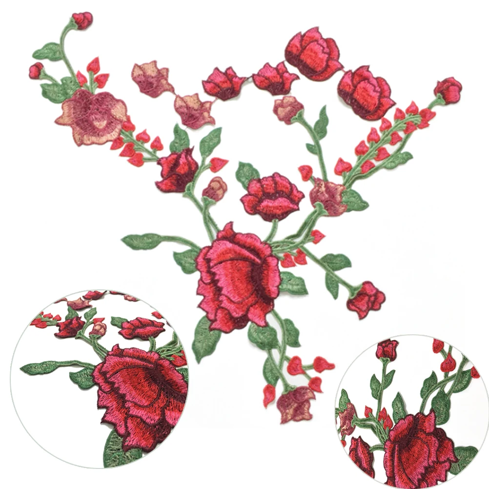 Вышивка в виде цветка розы нашивка Значки для одежды платья аксессуары сделай