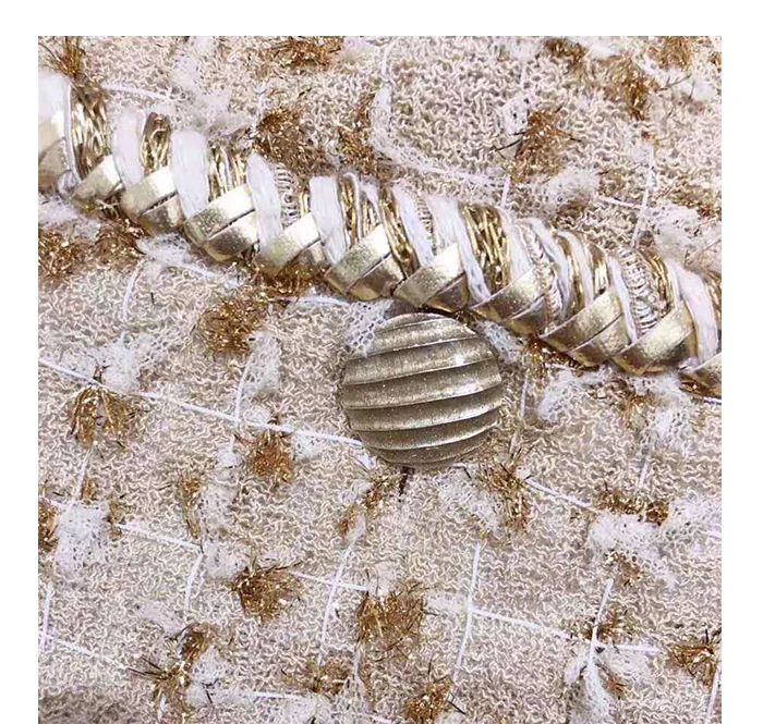 Cosmicchic Женский комплект из 2 предметов, короткий рукав, твидовая куртка, золотая линия, пальто с круглым вырезом и карманом, элегантная дизайнерская подиумная короткая юбка