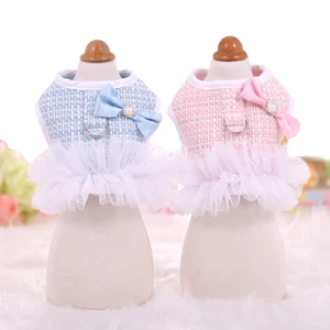 Твидовая шлейка для маленьких собак, роскошный комплект с поводком и жилетом для маленьких собак, для принцесс, на осеньзиму