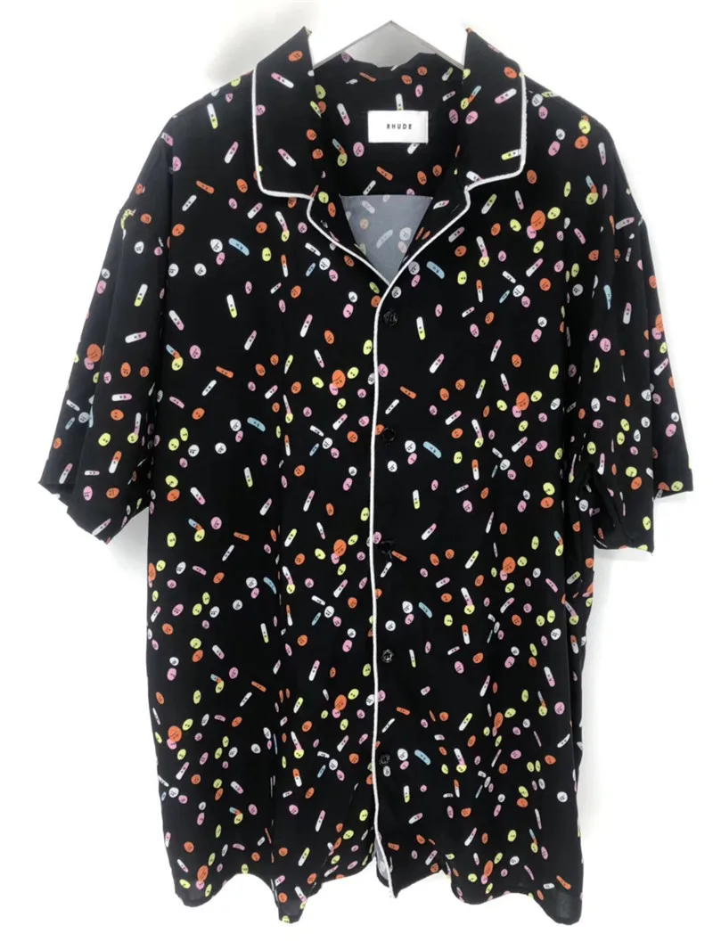 19SS RHUDE Hawaii eagle футболка для мужчин и женщин 1:1 лучшее качество RHUDE футболки цифровое управление injectio RHUDE футболка