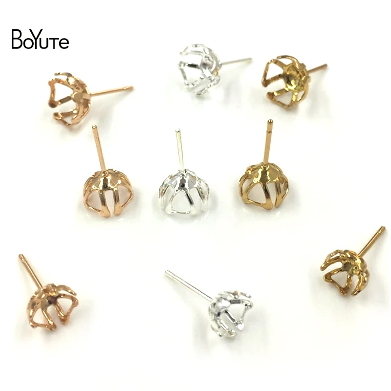 BoYuTe 200Pcs Fit 6MM 8MM 10MM Bead Pearl Stud Earrings Base Silver Gold Earring Making Accessories Diy | Украшения и аксессуары