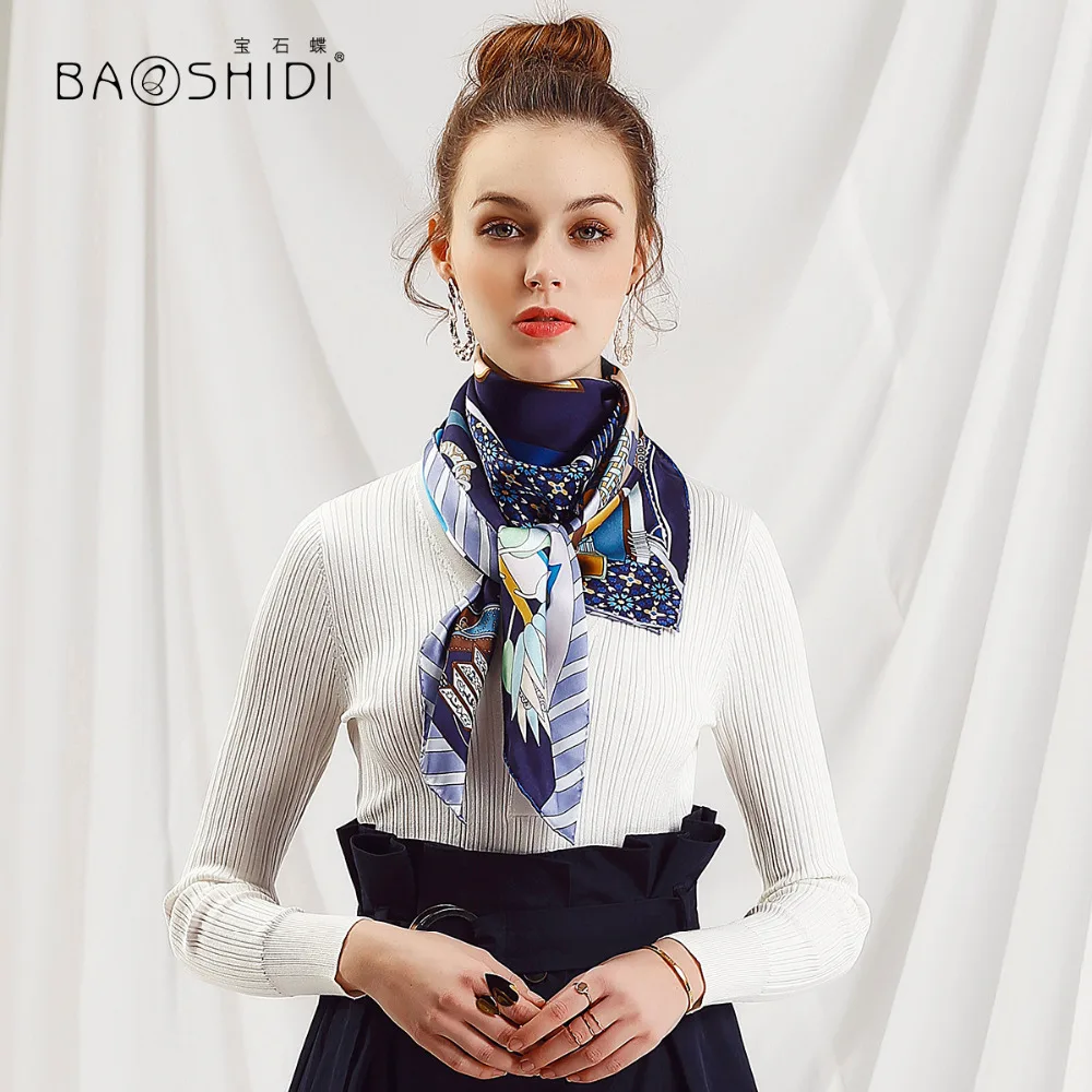 Шарф BAOSHIDI из шелка 100% женский платок разноцветные шелковые шарфы в индийском