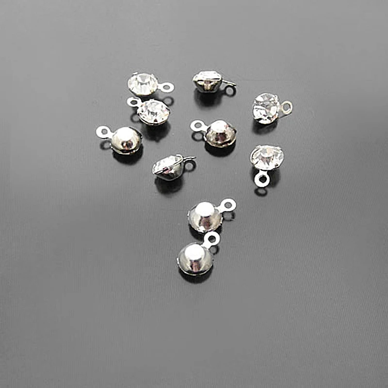 Imitation Rhodium 100 шт, 4 мм, 5,5 мм, 8 мм, латунные Стразы со стеклом, стразы с одним отверстием, амулеты, бусины для самостоятельного изготовления ювелирных изделий - Цвет: Imitation Rhodium