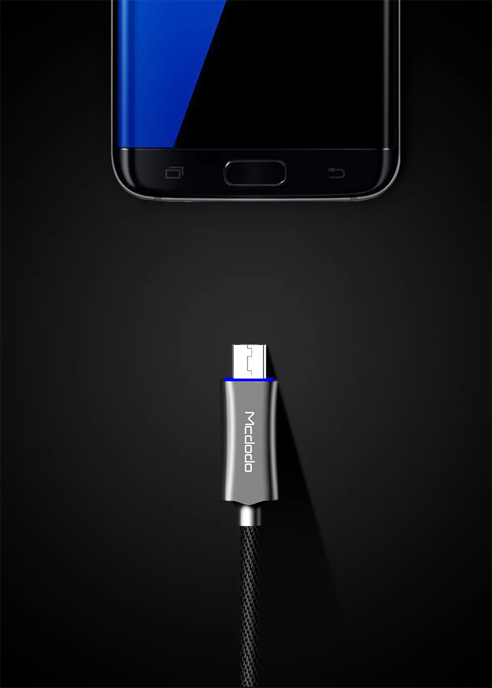 MCDODO Micro USB кабель для Samsung Xiaomi Huawei быстрой зарядки автоотключения USB кабель для передачи данных со светодиодной MicroUSB кабель для зарядки