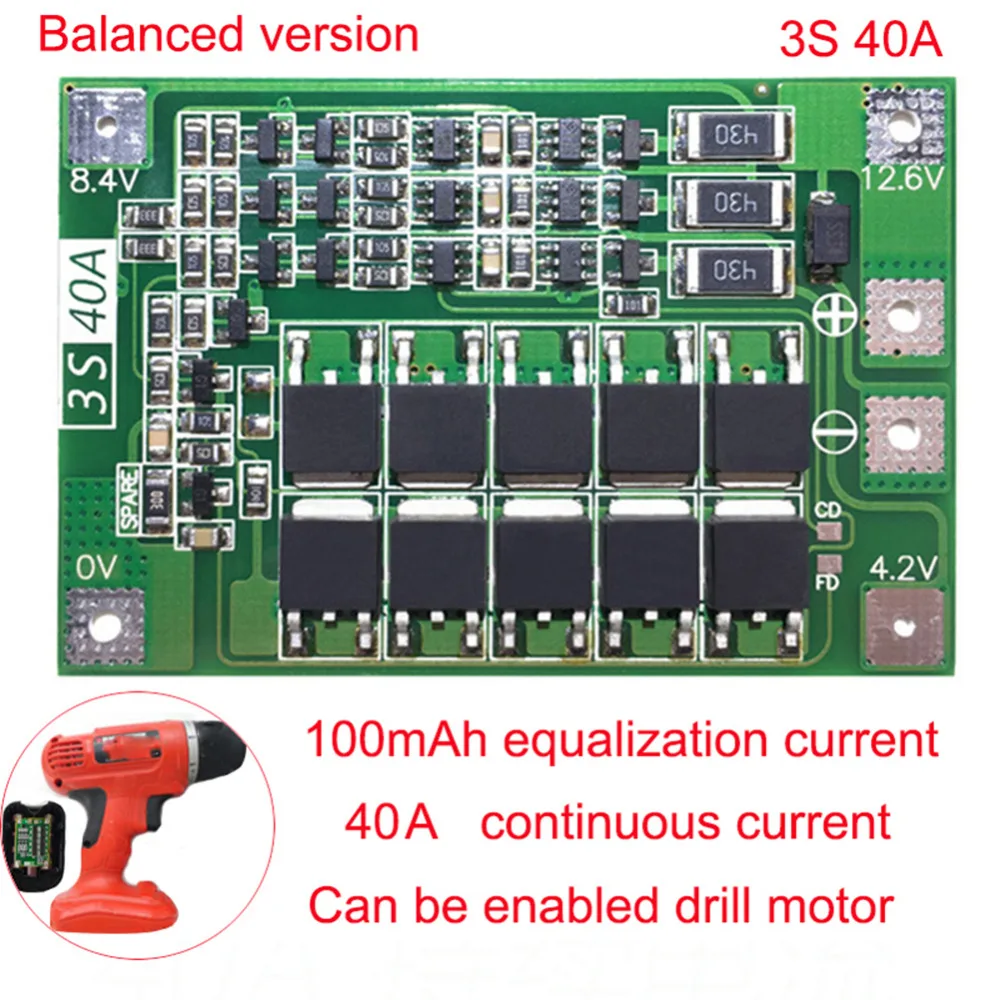 2S 20A/3 S 20A/3 S 40A/4S 40A 7,4 V-16,8 V 18650 Защитная плата для литиевых батарей BMS плата Стандартный баланс