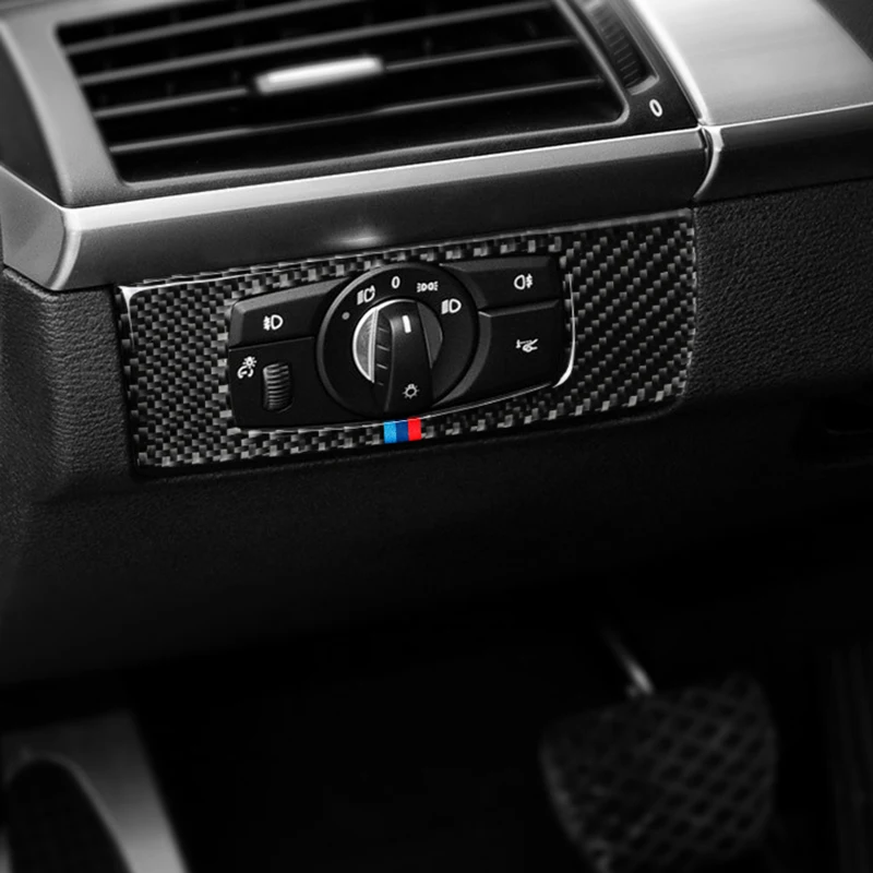 SRXTZM для BMW E70 E71 X5 X6 2008-2013 кнопки переключения фар из углеродного волокна