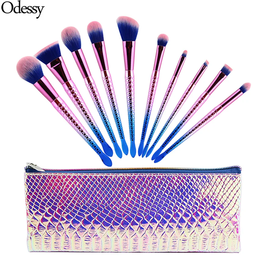 Новинка 10 шт. кисти для макияжа Русалочки набор бровей подводка глаз румяна