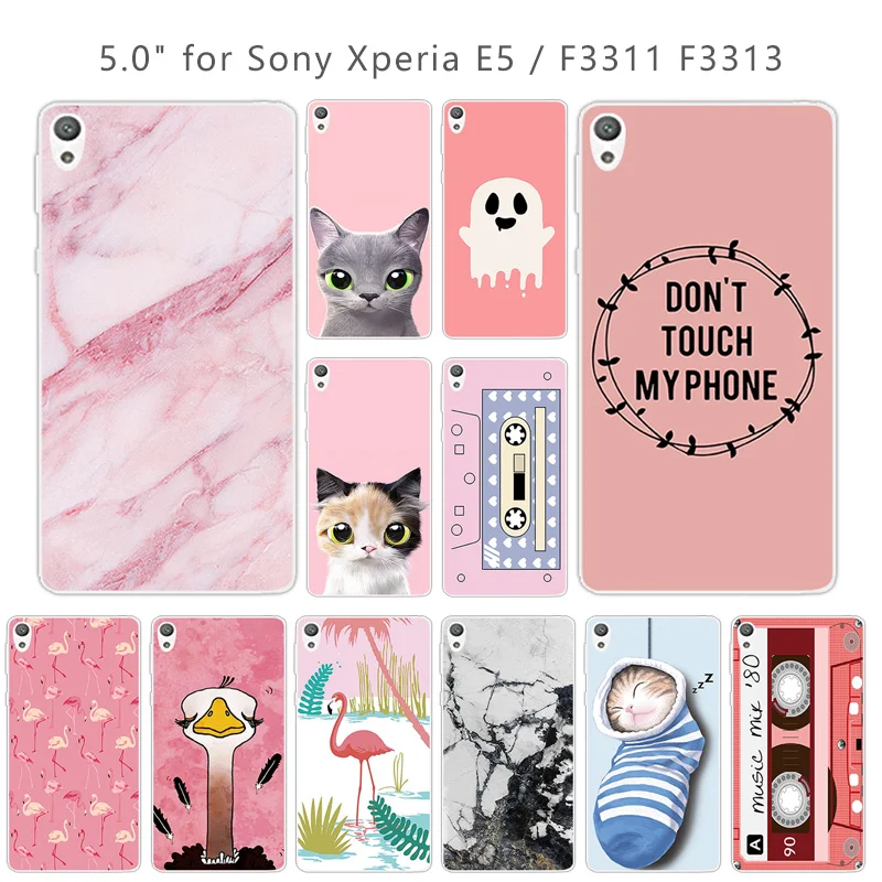 5 0 дюйма для Sony Xperia E5 розовый чехол телефона Мягкие силиконовые чехлы из ТПУ