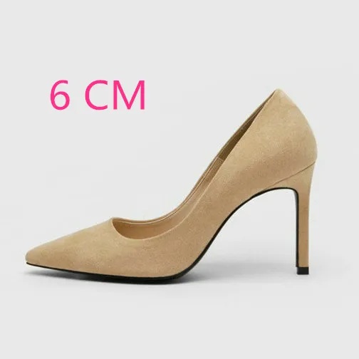 Apricot-6CM Heel Женские туфли-лодочки туфли на высоком каблуке женские пикантные вечерние туфли на шпильке 10 см с острым носком офисные женские свадебные туфли на высоком каблуке размера плюс - Цвет: Apricot-6CM Heel