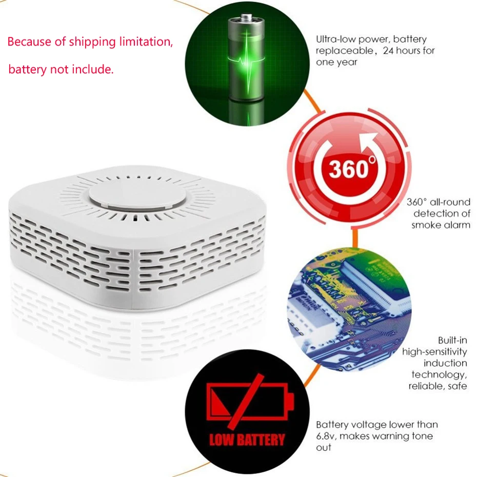 3Pcs Smoke Detector Wireless 433MHz Fire Security Protection Alarm Sensor for Smart Home Automation Work with Sonoff RF Bridge|Модули для