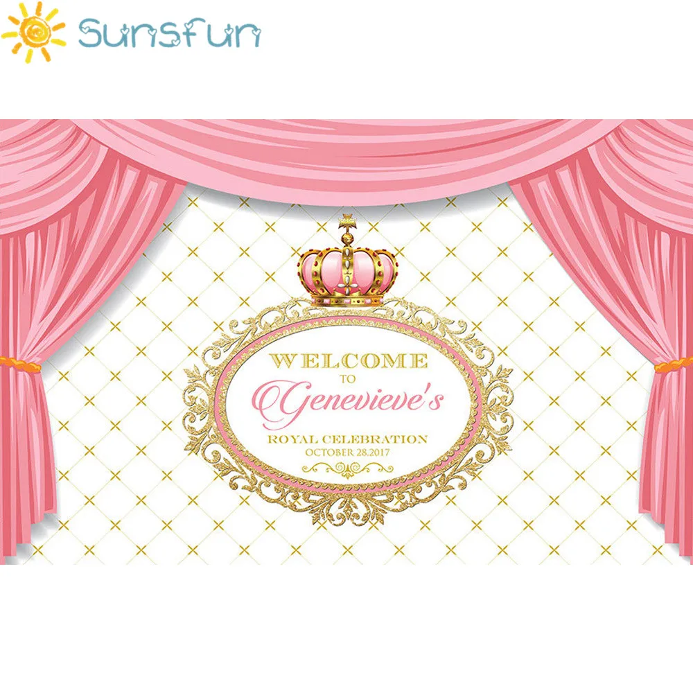 Sunsfun 7x5FT розовые шторы с милой короной днем рождения фон для фотостудии новый