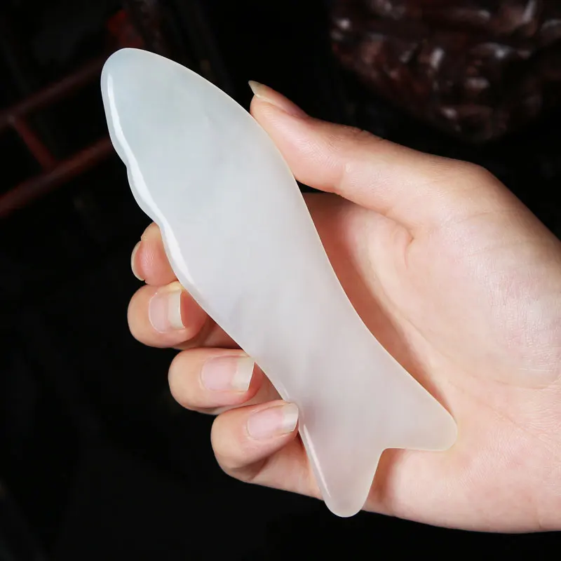 

Gua Sha Board Massager Natural Jade Massage Fish Shaped Scrapping Body Face Eyes Facial Spa Beauty Guasha Scraper Plank Sale