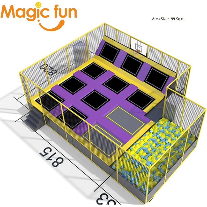 Большой трамплин MAGICFUN в помещении парк батутов с горкой Европа|Детская площадка|