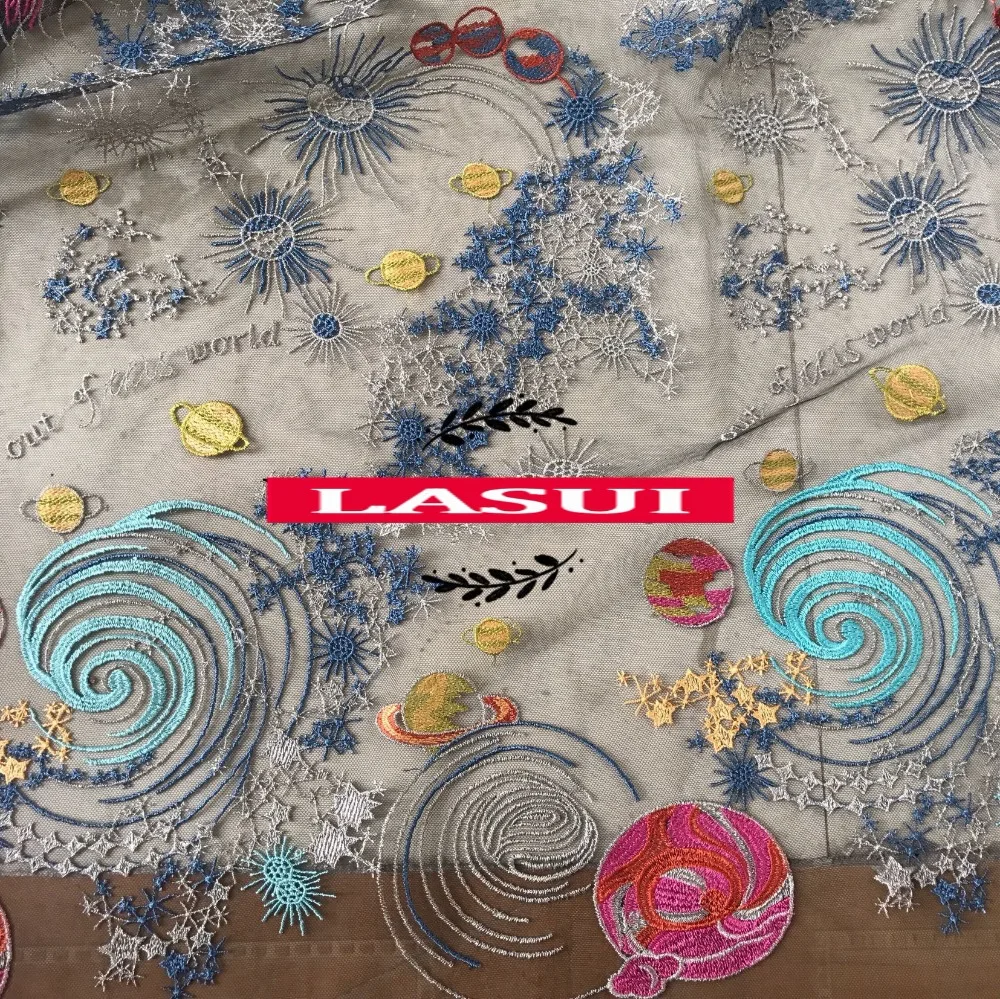 LASUI 3 ярда = 1 лот Высокое качество многоцветная звездное небо вышивка кружевная