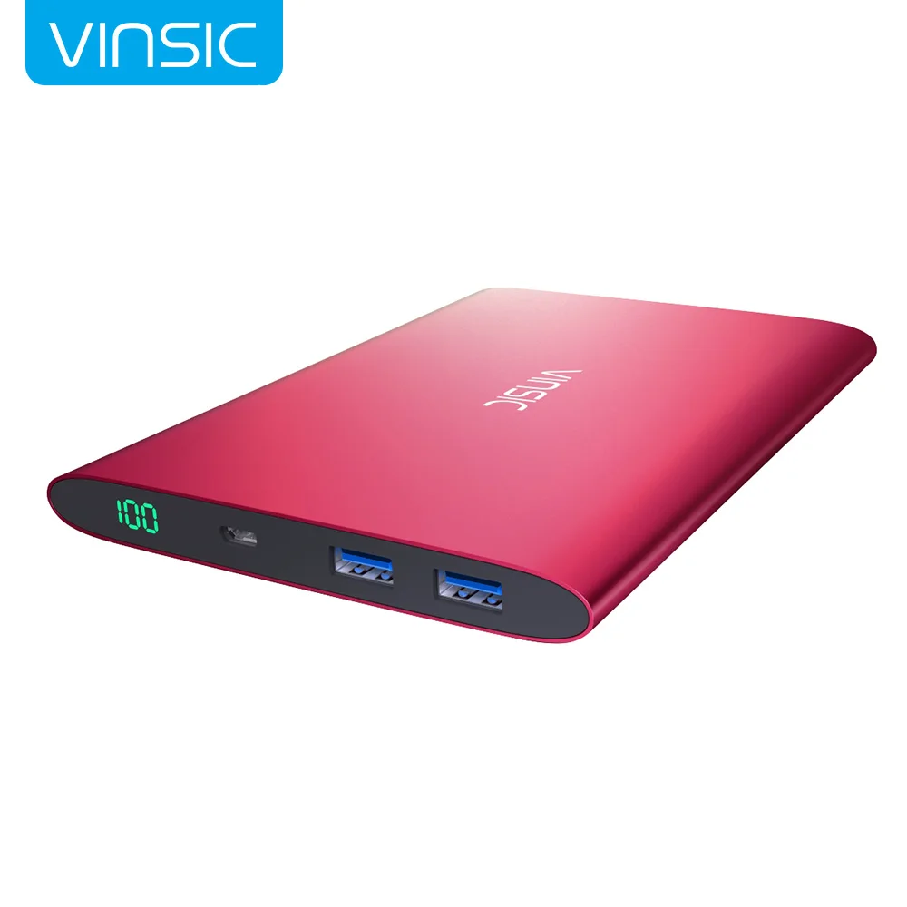 Vinsic чужой P7 15000 мАч Ultra Slim Мощность банк Smart Dual USB внешний мобильный Батарея