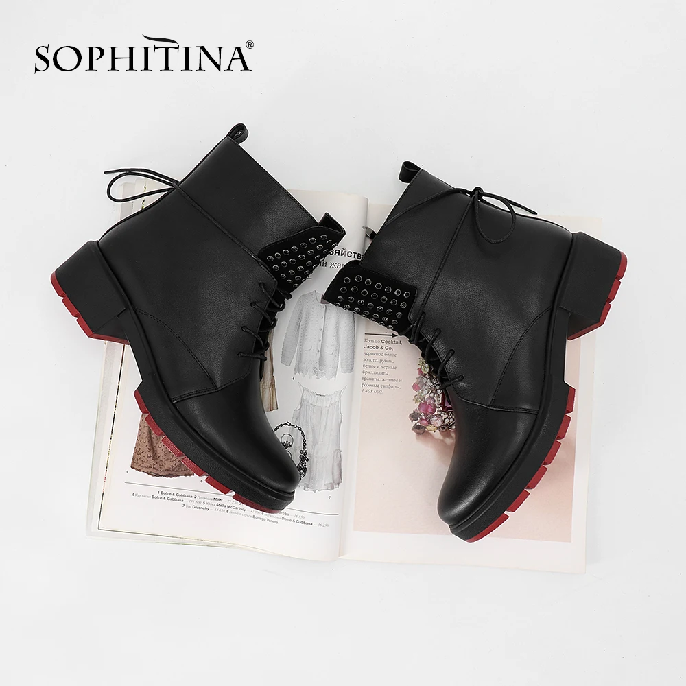 SOPHITINA/Новые женские ботинки из натуральной кожи и замше подкладка ворсина.Легкие