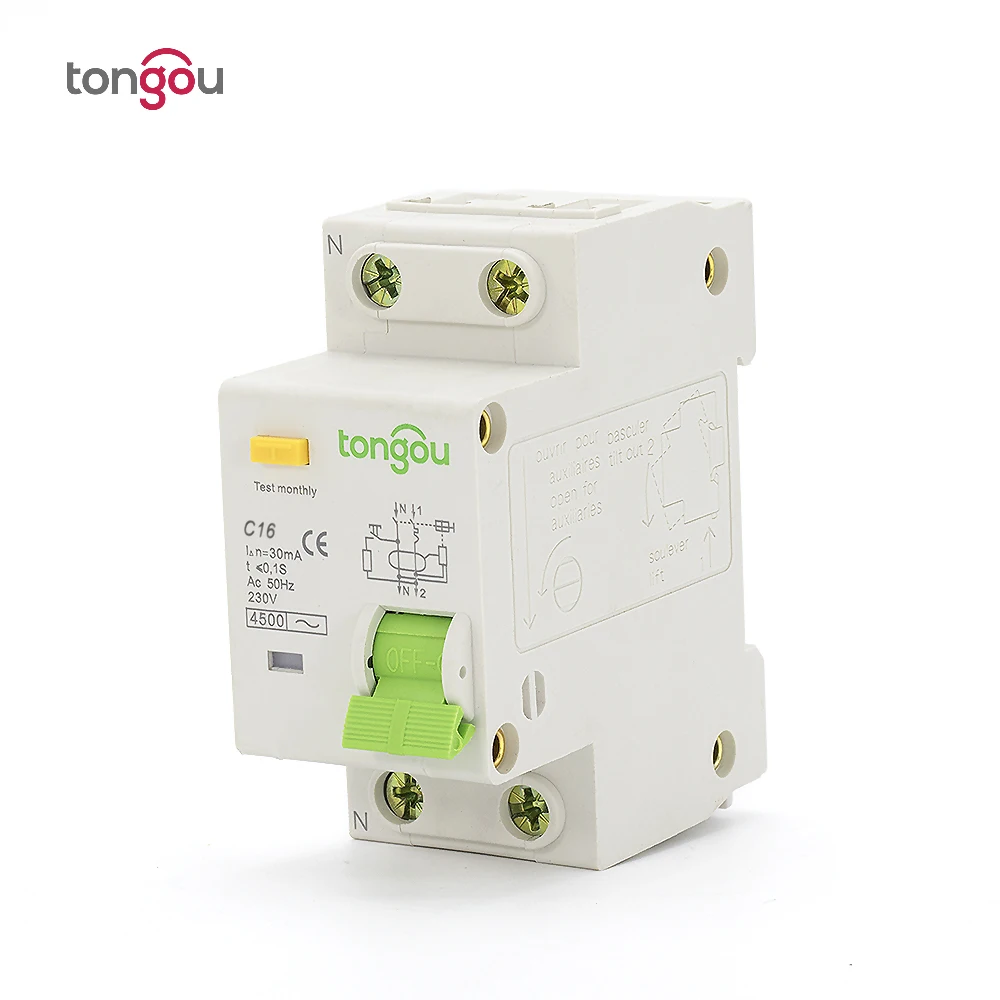 Автоматический выключатель остаточного тока 2P 1P + N 16A 230V ~ 50HZ/60HZ с защитой от