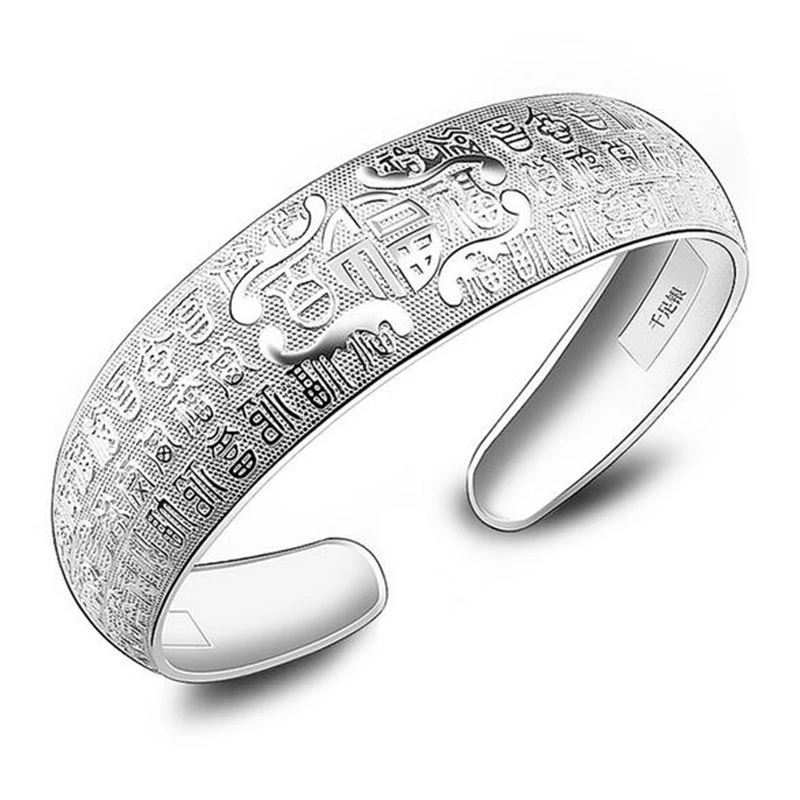 SZ54 Pfaff 01 OMHXZJ ювелирных изделий модные милые богемные женщины мужчины ребенок тонкий узор 999 стерлингового серебра Регулируемый браслет на запястье SZ49 - Цвет камня: SZ54 Pfaff 01