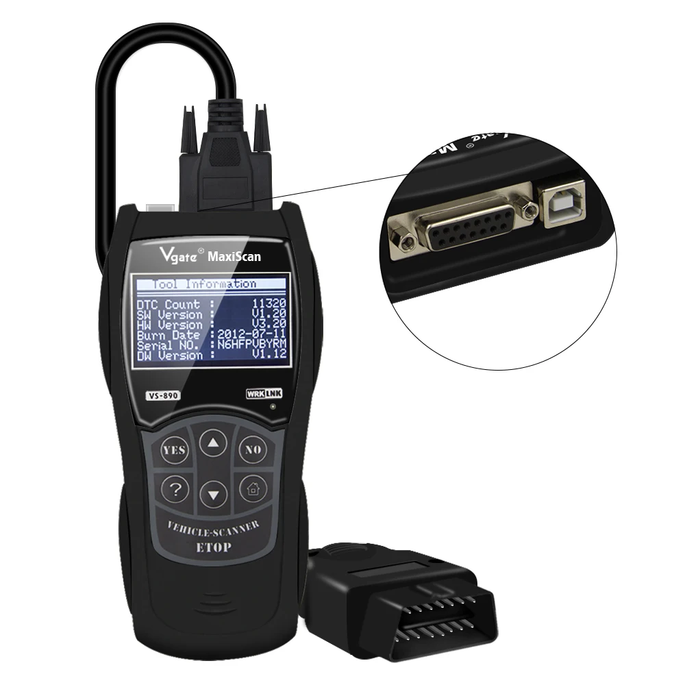 Фото Vgate VS890 MaxiScan obd 2 OBDII считыватель кодов диагностики автомобиля VS 890 диагностический инструмент obd2 сканер Профессиональный №5