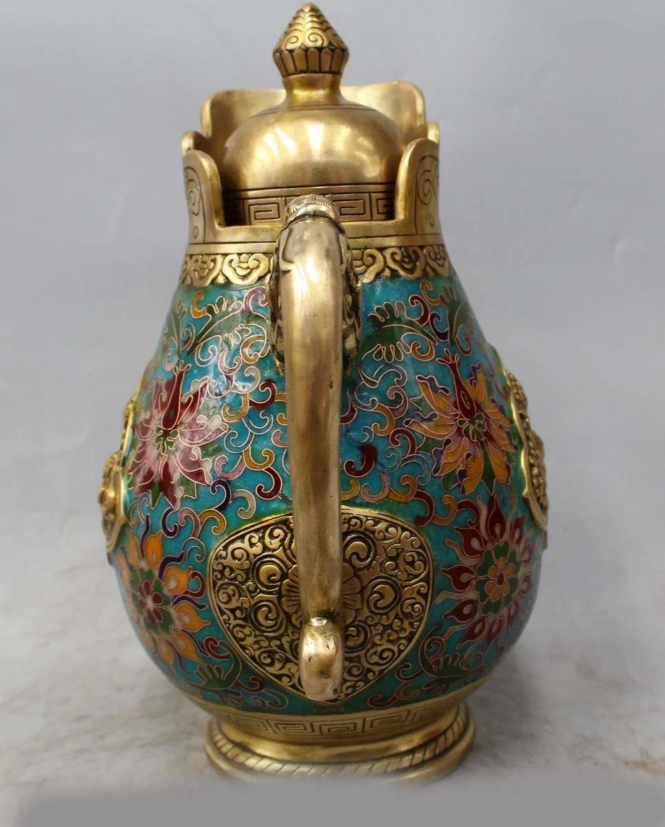 11 &quotКлеймо Китайский Китай Перегородчатой Фиолетовый Бронзовый Дракон Вино Tea Pot