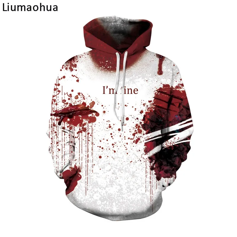 

Liumaohua I'm Fine Horror Wound 3d Hoodies Men Women Cosplay Sweatshirts Punk Thin Streetwear tops