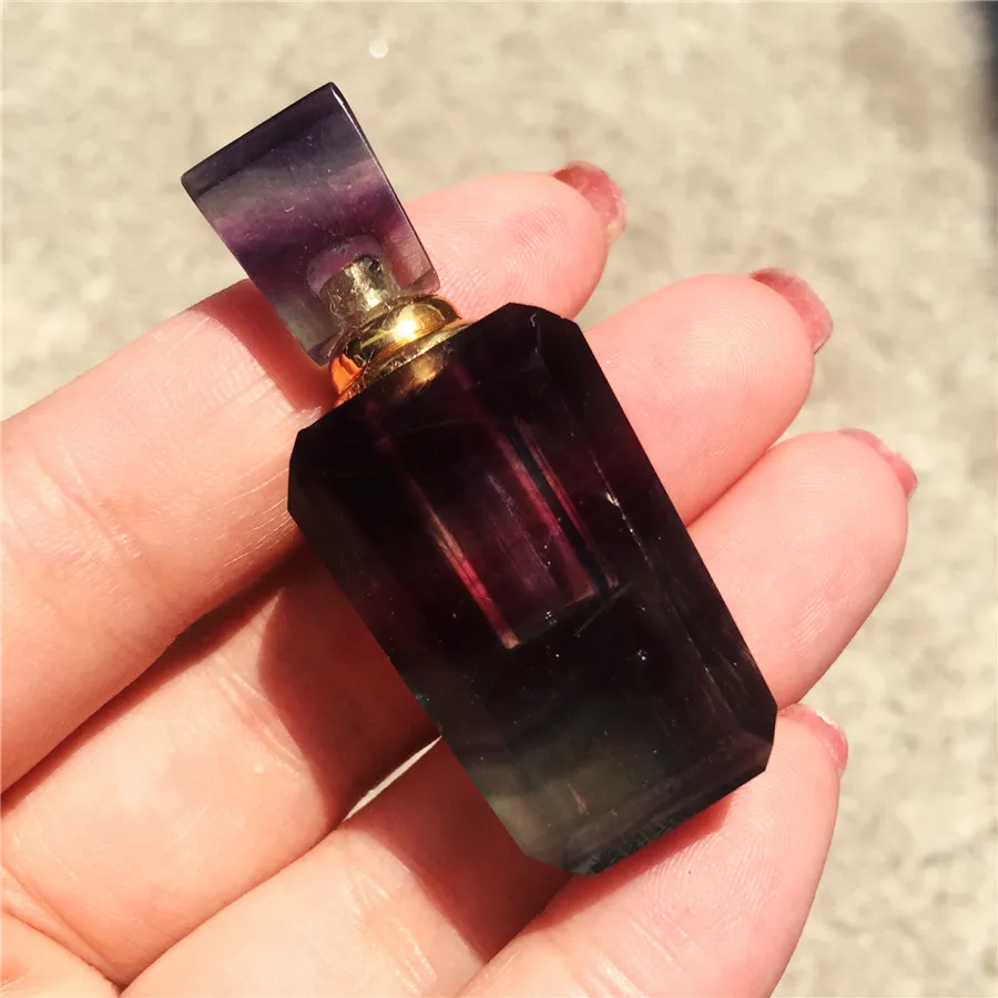 Beautiful colorful natural fluorite wishing bottle perfume necklace lanugo auspicious gift | Дом и сад