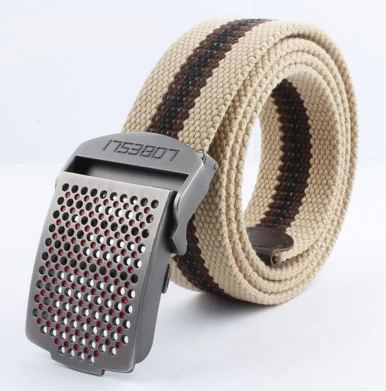 Khaki stripes SupSindy мужской и wo мужской холщовый ремень с металлической пряжкой Роскошные джинсовые ремни для мужчин винтажный тактический ремень Военный нейлоновый ремень мужской - Цвет: Khaki stripes