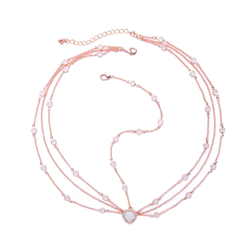 Оптовая цена повязка для волос с многослойной цепочкой розового и золотого цвета