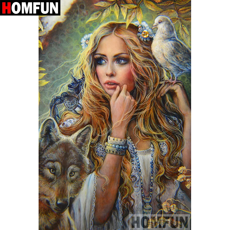 Алмазная 5D картина HOMFUN сделай сам полноразмерная/круглая 3d вышивка Женщина