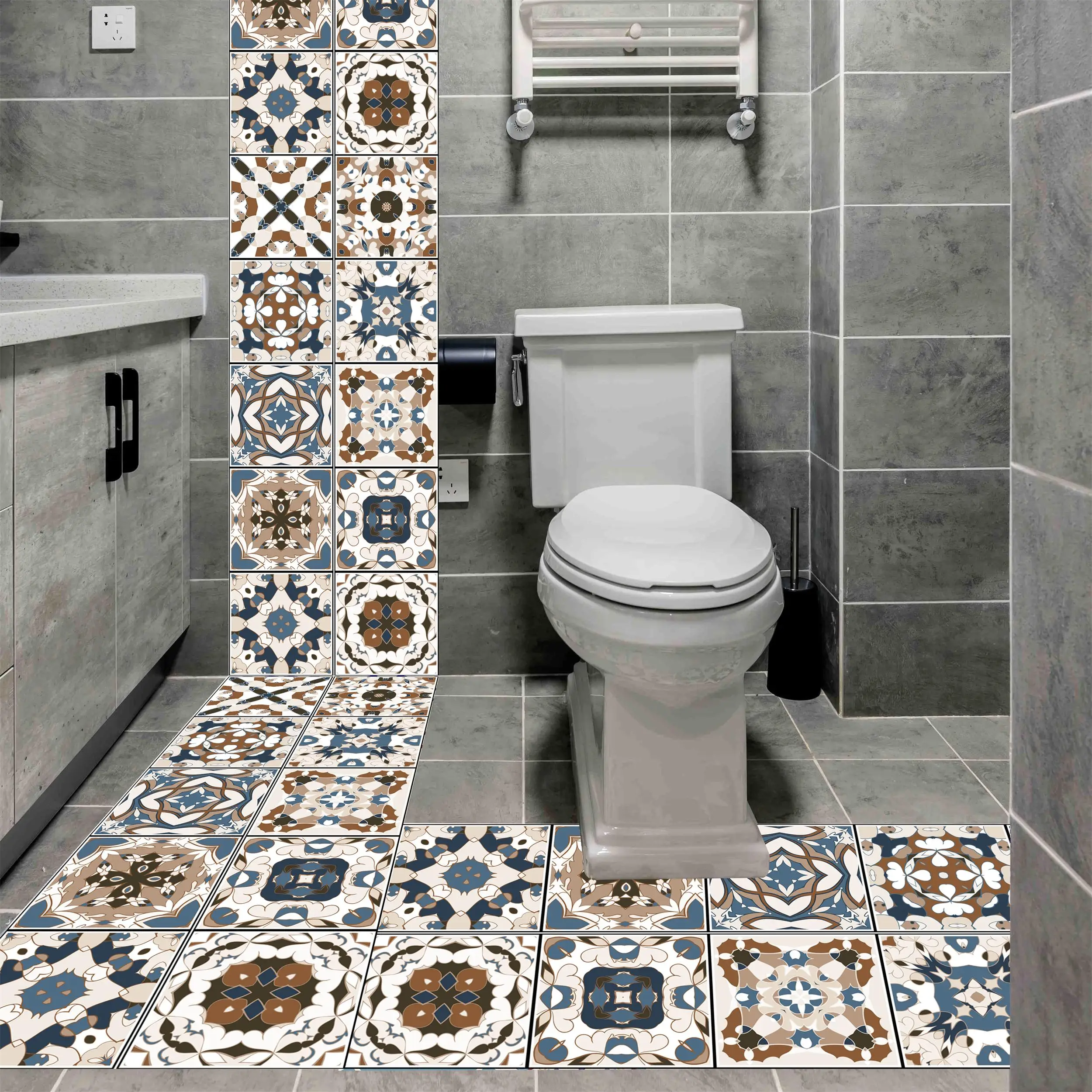 стену с креативным 3D узором в марокканском стиле из плиток, наклейка для детской комнаты водонепроницаемая из ПВХ для украшения талии в ванной комнате и дома.