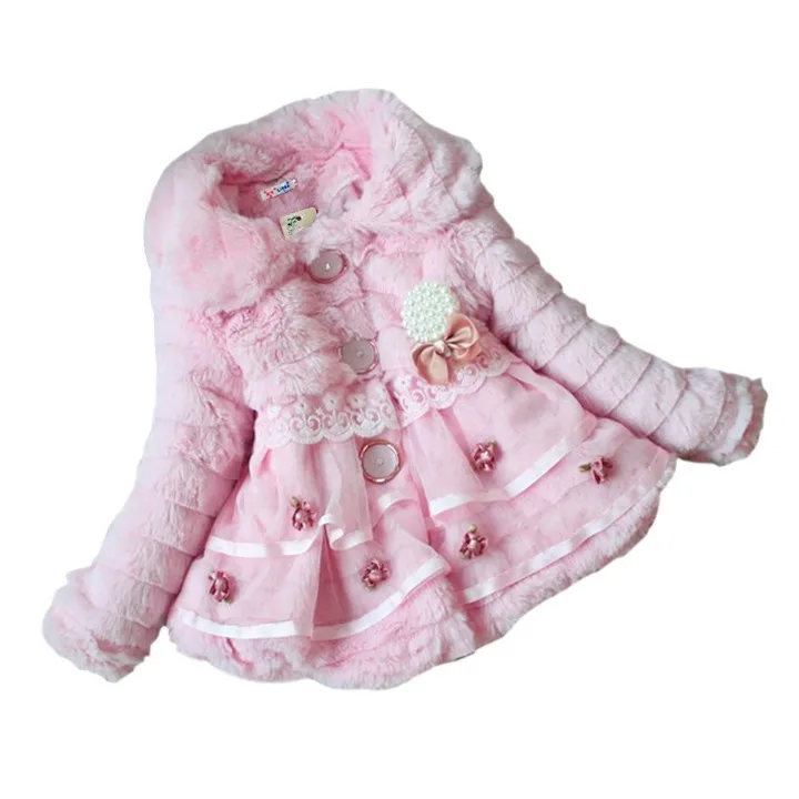 Новинка пальто на флисовой подкладке из искусственного меха для маленьких