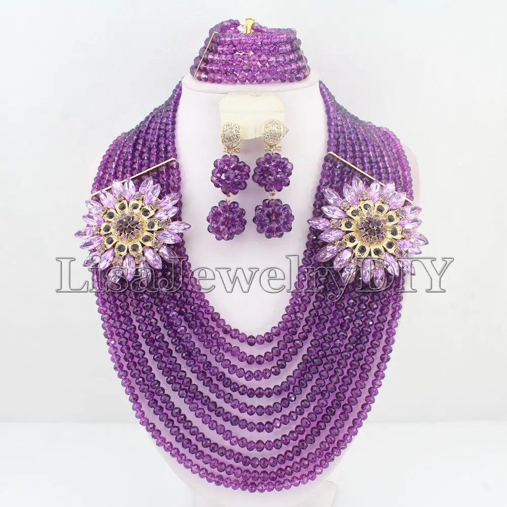Nigeria Crystal Beads Jewelry Sets African Bridal Wedding Beads Jewelry Sets HD3970