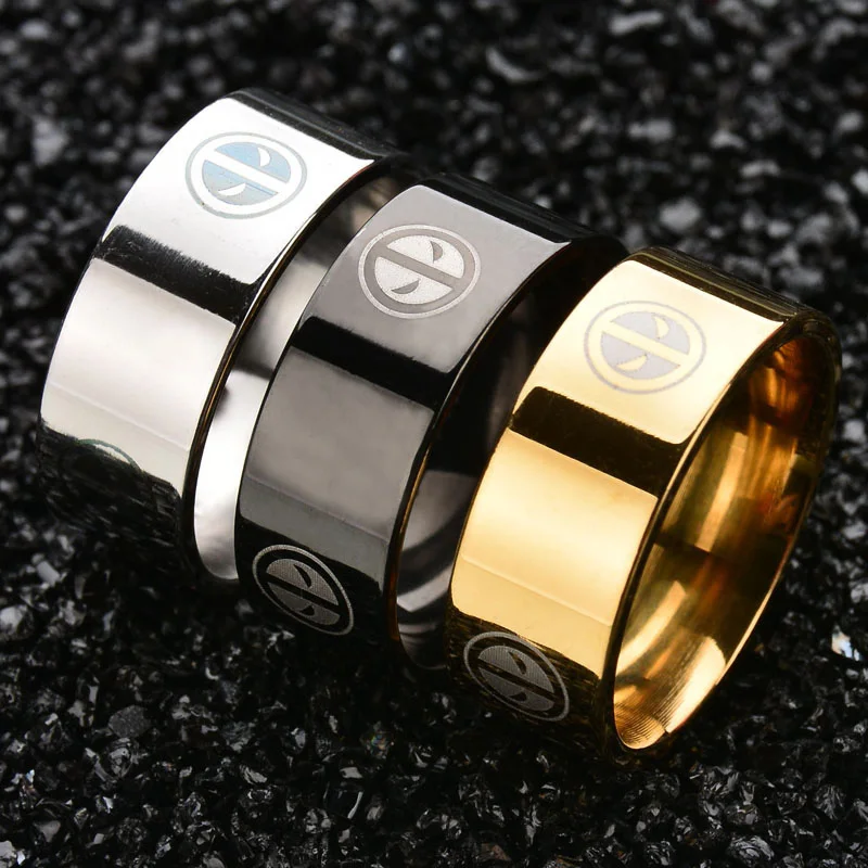 3 вида цветов дропшиппинг Дэдпул логотип из нержавеющей стали браслет кольцо