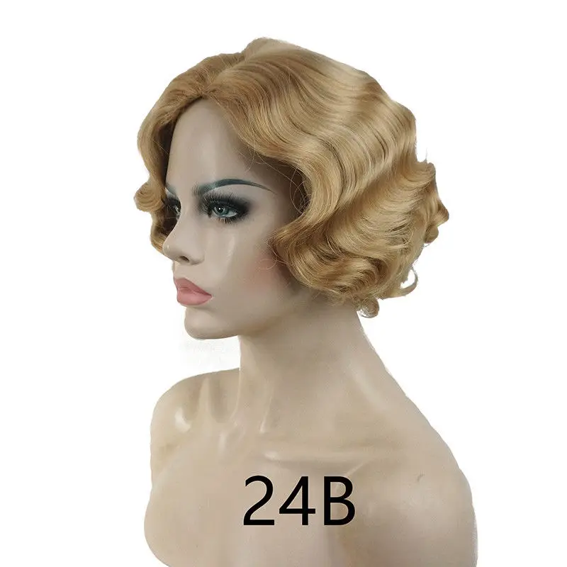 20s женский ретро Короткий Палец Волна Кудрявые Волнистые Pinup парики Хэллоуин косплей парик